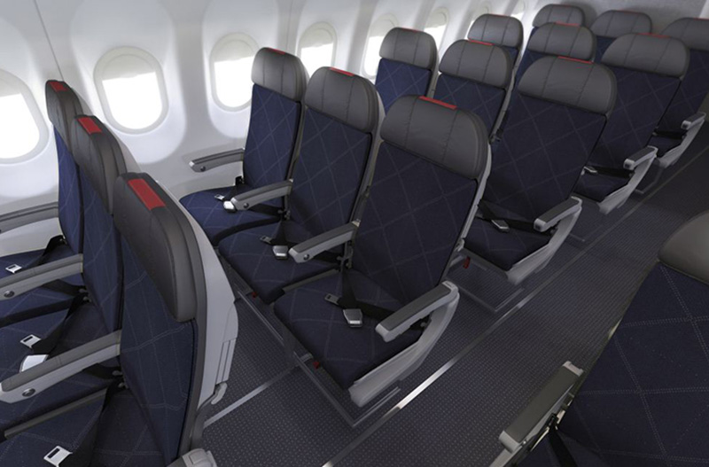 Espacio de asientos en los aviones